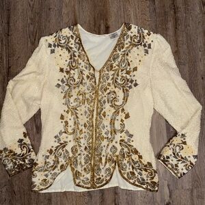 Vintage Night Vogue Silk Beaded Blazer